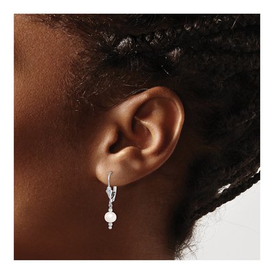 Sterling Silver Freshwater Cultured Pearl Leverback Earrings – view 4