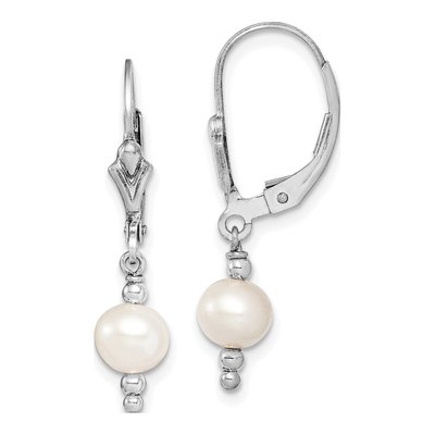 Sterling Silver Freshwater Cultured Pearl Leverback Earrings