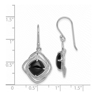 Sterling Silver Onyx Twisted Dangle Earrings – view 5