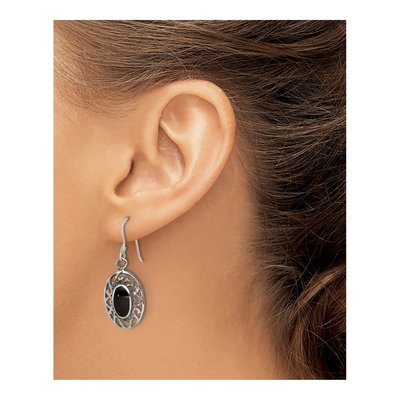 Sterling Silver Onyx Filigree Dangle Earrings – view 4