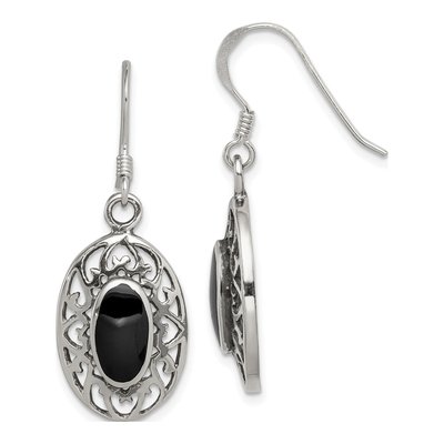 Sterling Silver Onyx Filigree Dangle Earrings