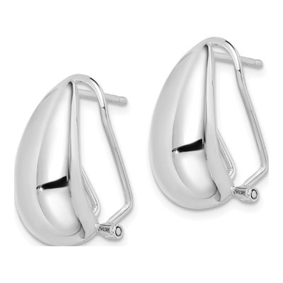 Sterling Silver 25mm J- Omega Back Hoop Earrings – view 3