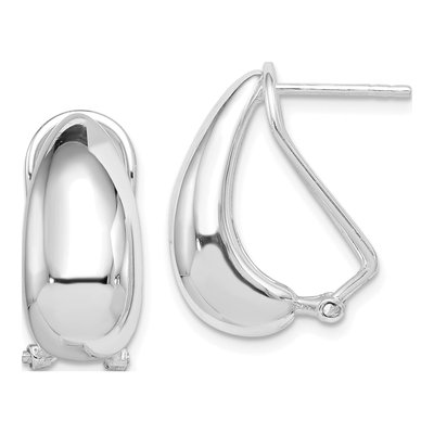 Sterling Silver 25mm J- Omega Back Hoop Earrings