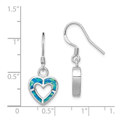 Sterling Silver Lab-Created Opal Heart Dangle Earrings – view 5