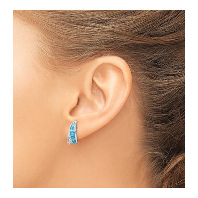 Sterling Silver Lab-Created Opal & CZ Twisted Dangle Earrings – view 4