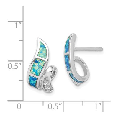 Sterling Silver Lab-Created Opal & CZ Twisted Dangle Earrings – view 5