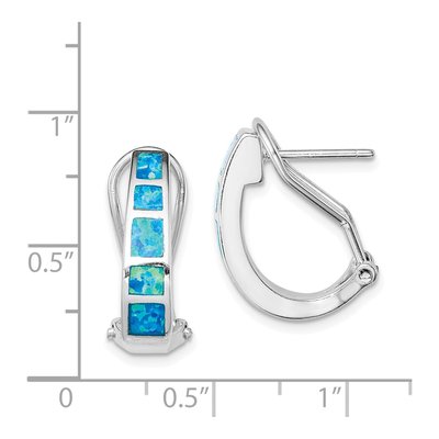 Sterling Silver 19mm Lab-Created Opal J- Hoop Earrings – view 5