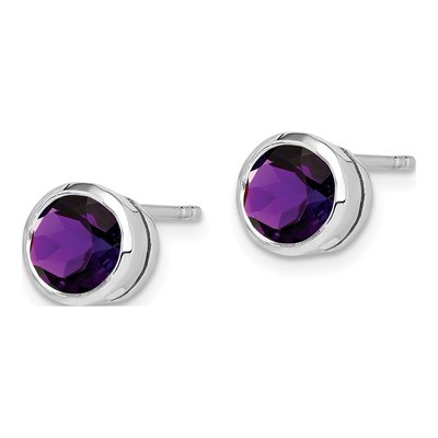 Sterling Silver 6mm Round Amethyst Stud Earrings – view 3