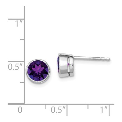 Sterling Silver 6mm Round Amethyst Stud Earrings – view 5