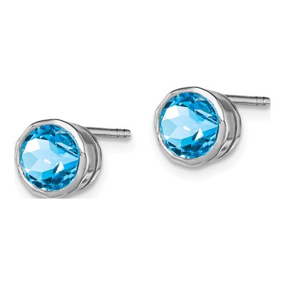 Sterling Silver 7mm Round Sky Blue Topaz Circle Stud Earrings – view 3