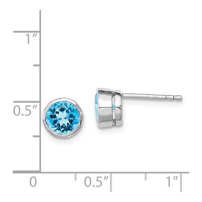Sterling Silver 7mm Round Sky Blue Topaz Circle Stud Earrings – view 5
