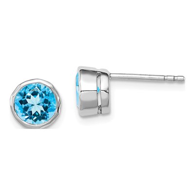 Sterling Silver 7mm Round Sky Blue Topaz Circle Stud Earrings