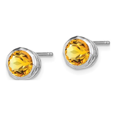 Sterling Silver 6mm Round Citrine Circle Stud Earrings – view 3