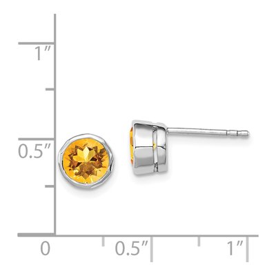 Sterling Silver 6mm Round Citrine Circle Stud Earrings – view 5