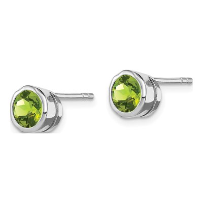 Sterling Silver 6mm Round Peridot Circle Stud Earrings – view 3