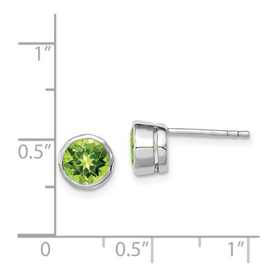 Sterling Silver 6mm Round Peridot Circle Stud Earrings – view 5