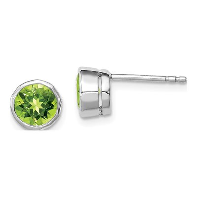 Sterling Silver 6mm Round Peridot Circle Stud Earrings
