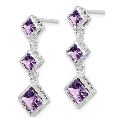 Sterling Silver Amethyst Dangle Earrings – view 3