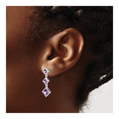 Sterling Silver Amethyst Dangle Earrings – view 4