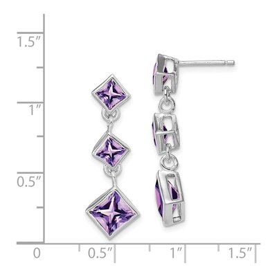 Sterling Silver Amethyst Dangle Earrings – view 5