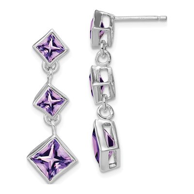 Sterling Silver Amethyst Dangle Earrings