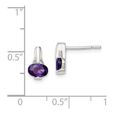 Sterling Silver CZ Oval Stud Earrings – view 5