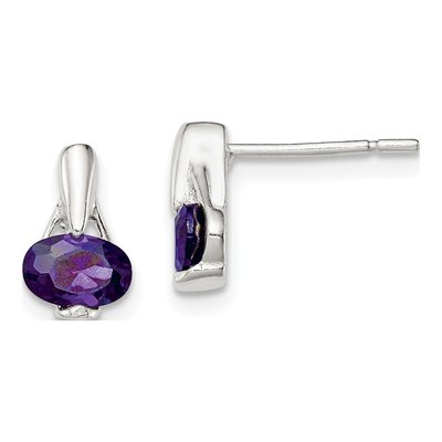 Sterling Silver CZ Oval Stud Earrings