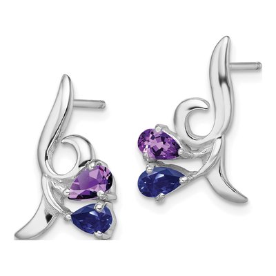 Sterling Silver Amethyst Iolite Dangle Earrings – view 3