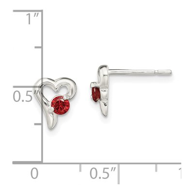 Sterling Silver 3mm Round CZ Heart Stud Earrings – view 5