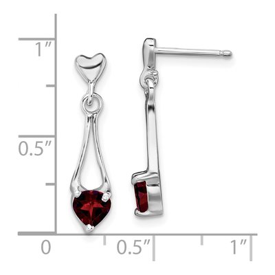 Sterling Silver Garnet Heart Dangle Earrings – view 5
