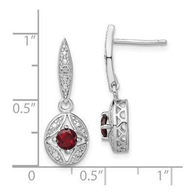 Sterling Silver Garnet & Diamond Dangle Earrings – view 5