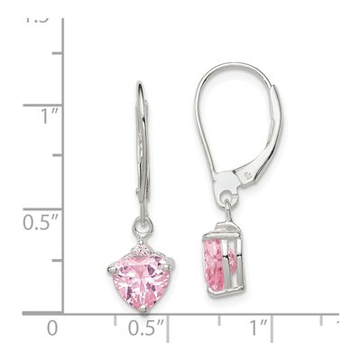Sterling Silver CZ Heart Leverback Earrings – view 5