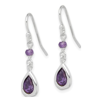 Sterling Silver CZ Teardrop Dangle Earrings – view 3