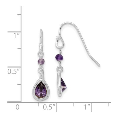 Sterling Silver CZ Teardrop Dangle Earrings – view 5
