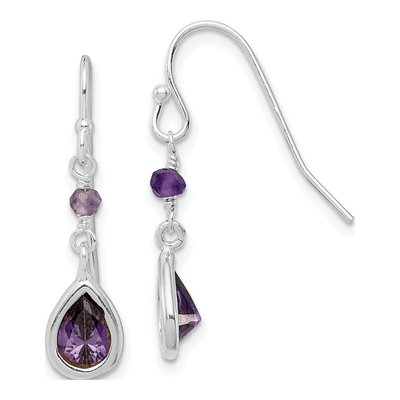 Sterling Silver CZ Teardrop Dangle Earrings