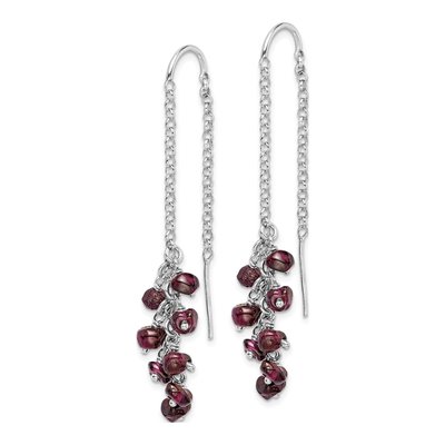 Sterling Silver Garnet Cluster Threader Earrings – view 3