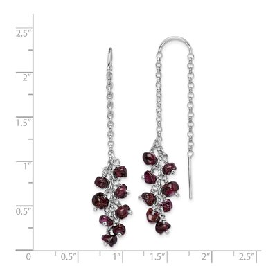 Sterling Silver Garnet Cluster Threader Earrings – view 5