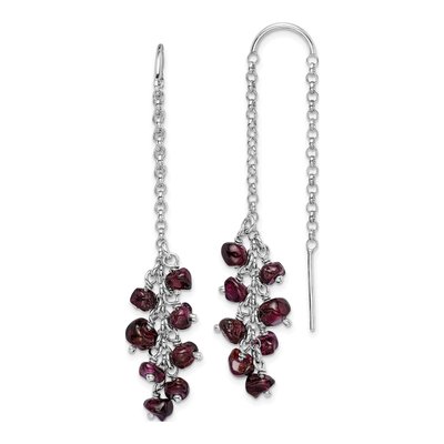 Sterling Silver Garnet Cluster Threader Earrings
