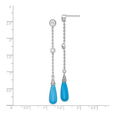 Sterling Silver Turquoise & CZ Dangle Earrings – view 5