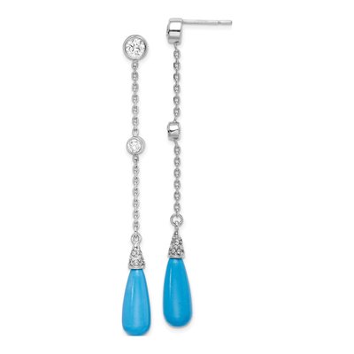Sterling Silver Turquoise & CZ Dangle Earrings