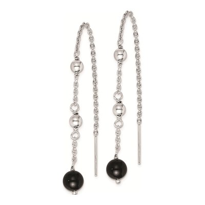 Sterling Silver Onyx Threader Earrings – view 3