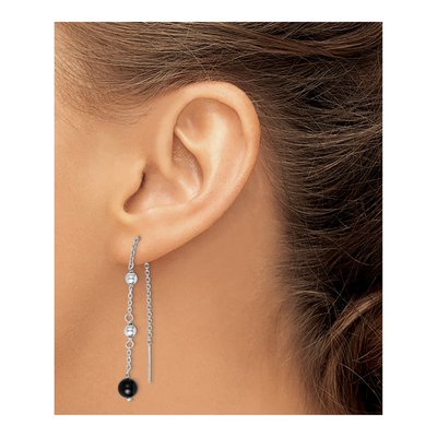 Sterling Silver Onyx Threader Earrings – view 4