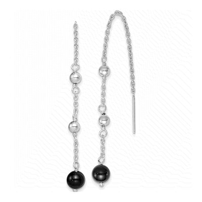 Sterling Silver Onyx Threader Earrings