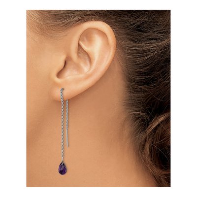Sterling Silver Amethyst Threader Earrings – view 4