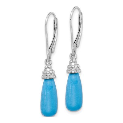 Sterling Silver Turquoise Leverback Earrings – view 3