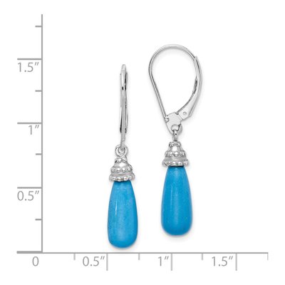 Sterling Silver Turquoise Leverback Earrings – view 5