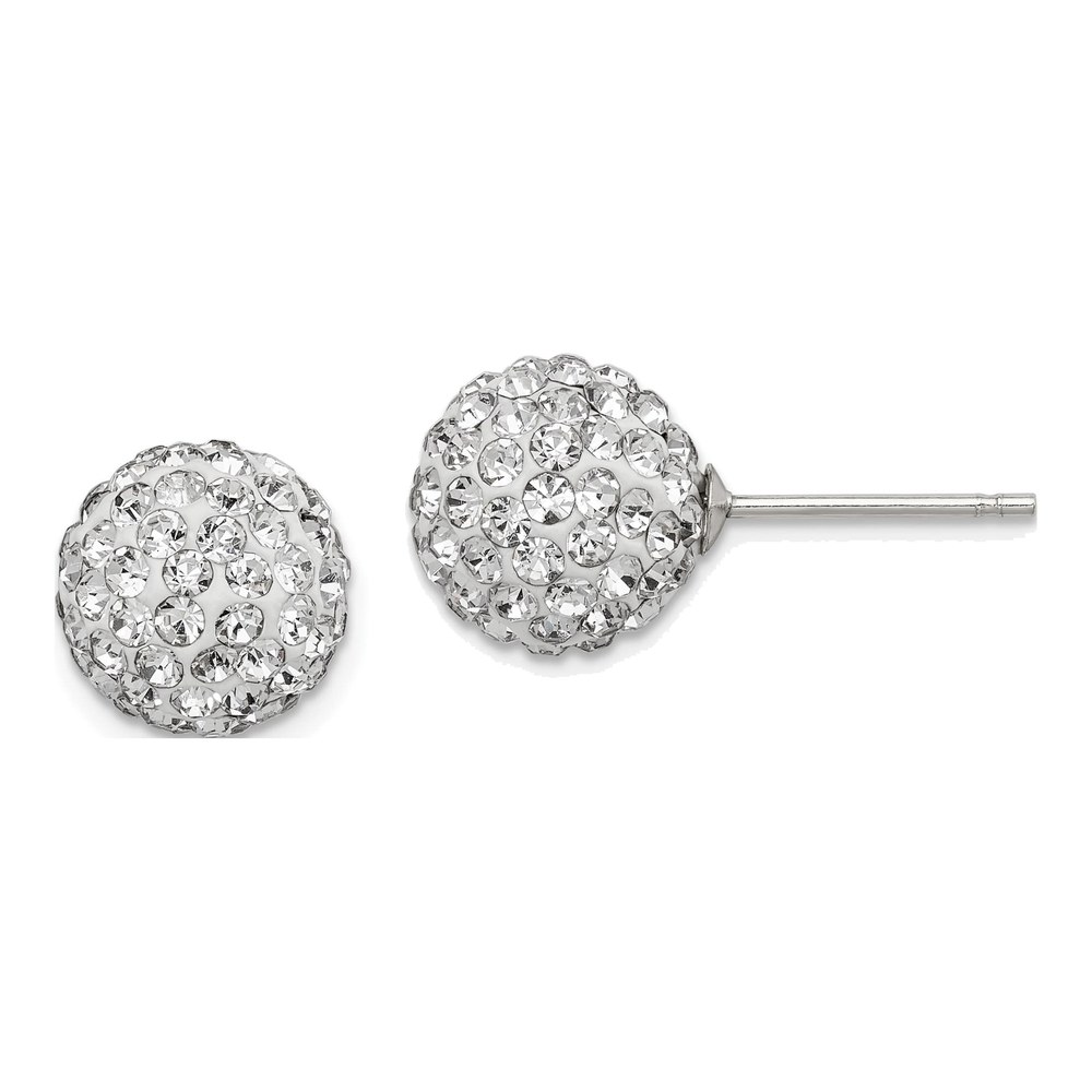 Sterling Silver Crystal Ball Stud Earrings