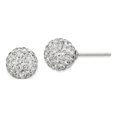 Sterling Silver Crystal Ball Stud Earrings