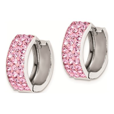 Sterling Silver 15mm Crystal Huggie Hoop Earrings – view 3
