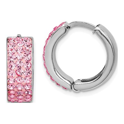 Sterling Silver 15mm Crystal Huggie Hoop Earrings